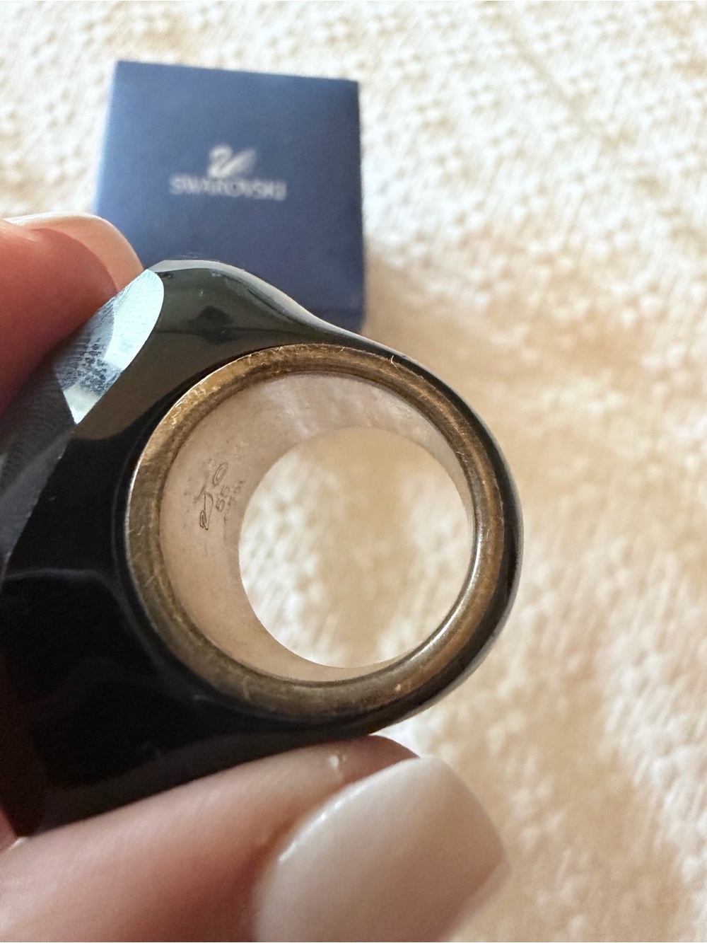 Swarovski Faceted Dark Gray Crystal Statement Ring - Picture 10 of 14
